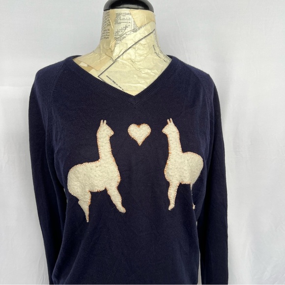 Upcycled Llamas in Love Sweater - Picture 3 of 7